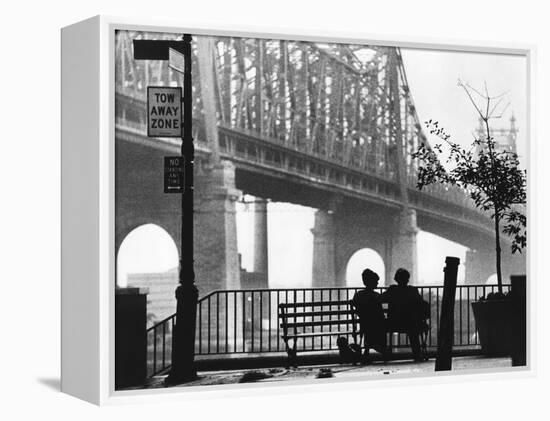 Diane Keaton and Woody Allen MANHATTAN, 1979 directed by Woody Allen (b/w photo)-null-Framed Stretched Canvas