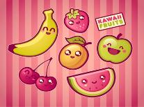 Kawaii Smiling Fruits-diarom-Art Print