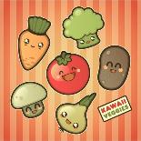 Kawaii Smiling Vegetables-diarom-Framed Art Print