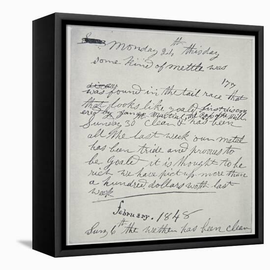 Diary Entry of Gold Prospector, 1848-American School-Framed Premier Image Canvas