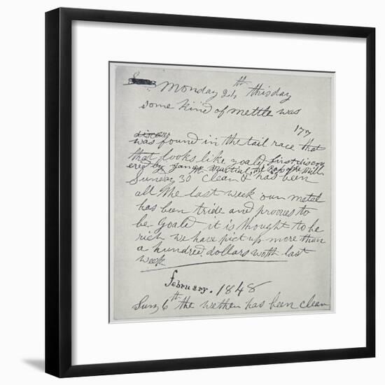 Diary Entry of Gold Prospector, 1848-American School-Framed Giclee Print