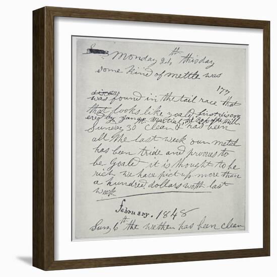 Diary Entry of Gold Prospector, 1848-American School-Framed Giclee Print