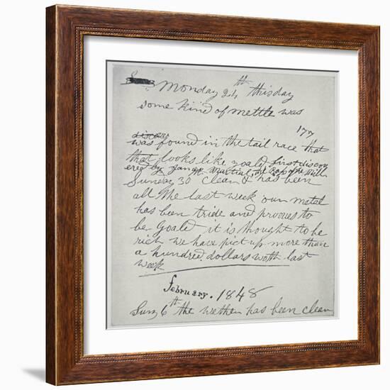 Diary Entry of Gold Prospector, 1848-American School-Framed Giclee Print