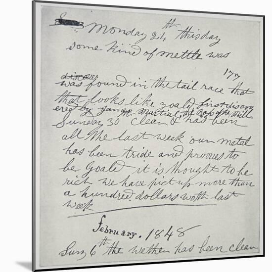 Diary Entry of Gold Prospector, 1848-American School-Mounted Giclee Print