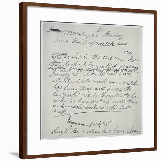 Diary Entry of Gold Prospector, 1848-American School-Framed Giclee Print