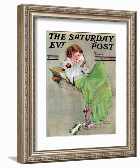 "Diary" Saturday Evening Post Cover, June 17,1933-Norman Rockwell-Framed Giclee Print