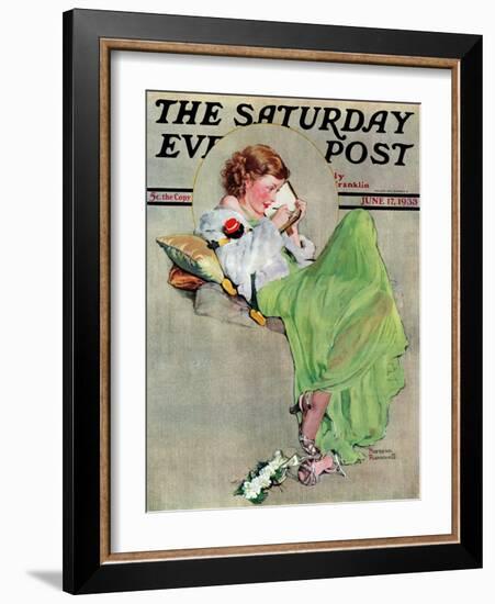 "Diary" Saturday Evening Post Cover, June 17,1933-Norman Rockwell-Framed Giclee Print