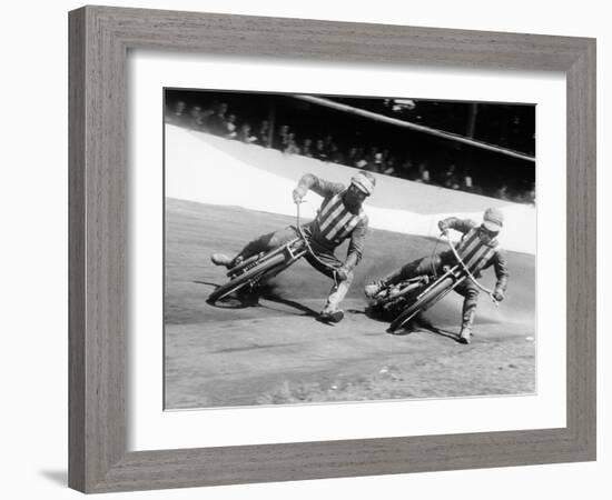 Dick Bradley (On the Lef) and Alby Golden at a Speedway Track, Exeter, C1952-C1953-null-Framed Photographic Print