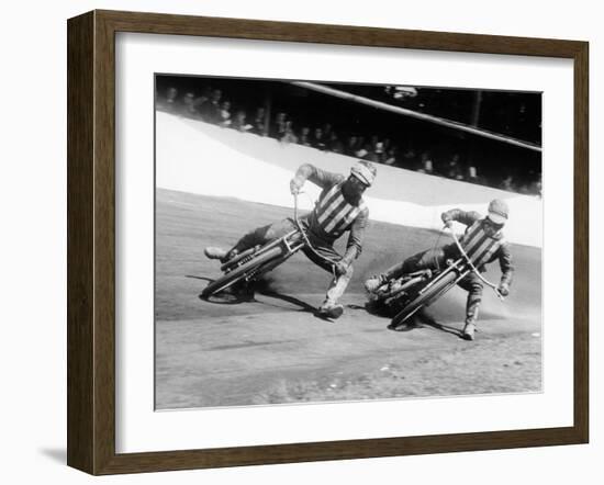 Dick Bradley (On the Lef) and Alby Golden at a Speedway Track, Exeter, C1952-C1953-null-Framed Photographic Print