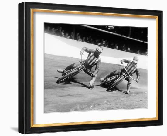 Dick Bradley (On the Lef) and Alby Golden at a Speedway Track, Exeter, C1952-C1953-null-Framed Photographic Print