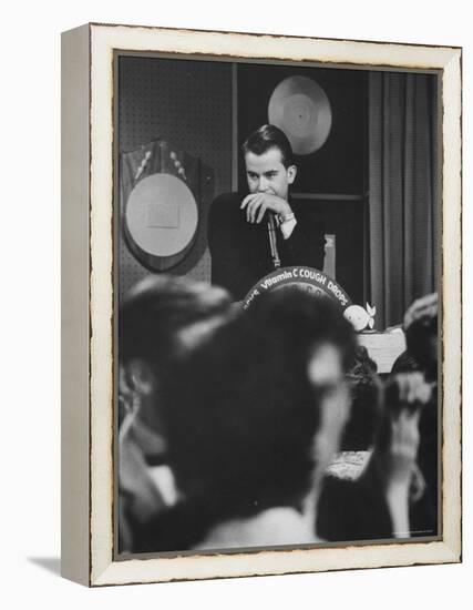 Dick Clark on His TV Show the "American Bandstand"-Paul Schutzer-Framed Premier Image Canvas