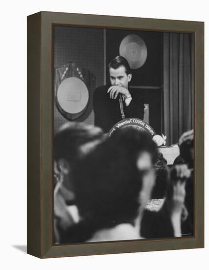 Dick Clark on His TV Show the "American Bandstand"-Paul Schutzer-Framed Premier Image Canvas