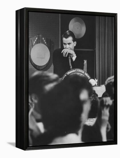 Dick Clark on His TV Show the "American Bandstand"-Paul Schutzer-Framed Premier Image Canvas