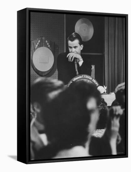 Dick Clark on His TV Show the "American Bandstand"-Paul Schutzer-Framed Premier Image Canvas