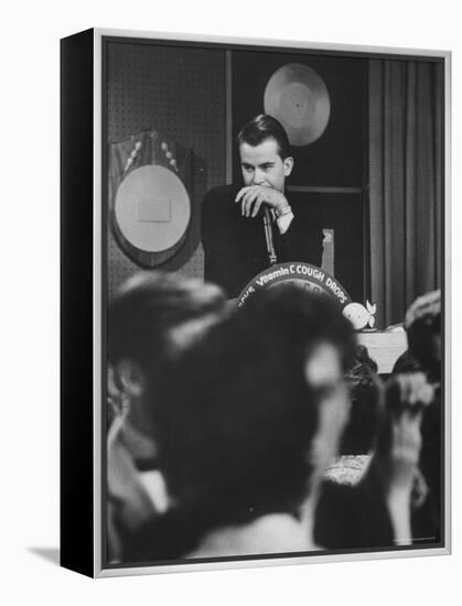 Dick Clark on His TV Show the "American Bandstand"-Paul Schutzer-Framed Premier Image Canvas
