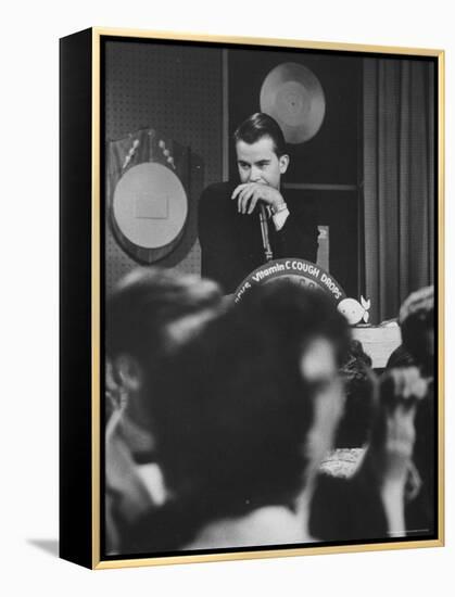 Dick Clark on His TV Show the "American Bandstand"-Paul Schutzer-Framed Premier Image Canvas