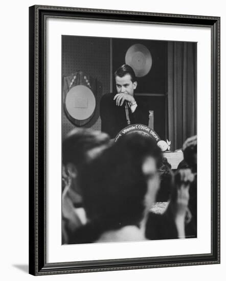 Dick Clark on His TV Show the "American Bandstand"-Paul Schutzer-Framed Premium Photographic Print