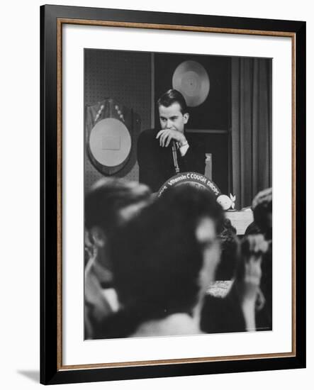 Dick Clark on His TV Show the "American Bandstand"-Paul Schutzer-Framed Premium Photographic Print