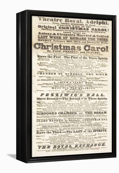 Dickens Playbill: 'A Christmas Carol' at Adelphi Theatre Royal, February 26th 1814-null-Framed Premier Image Canvas