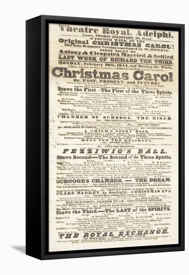 Dickens Playbill: 'A Christmas Carol' at Adelphi Theatre Royal, February 26th 1814-null-Framed Premier Image Canvas