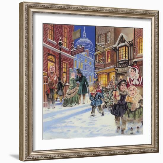 Dickensian Christmas Scene-Angus Mcbride-Framed Giclee Print