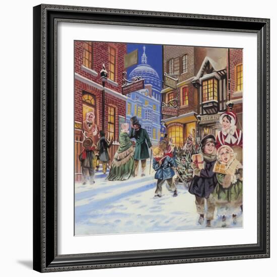 Dickensian Christmas Scene-Angus Mcbride-Framed Giclee Print