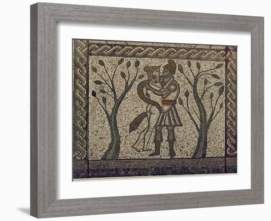 Dido and Aeneas Embracing, from the Mosaic Pavement in the Roman Villa at Low Ham, C.350 AD (Mosaic-Roman-Framed Giclee Print