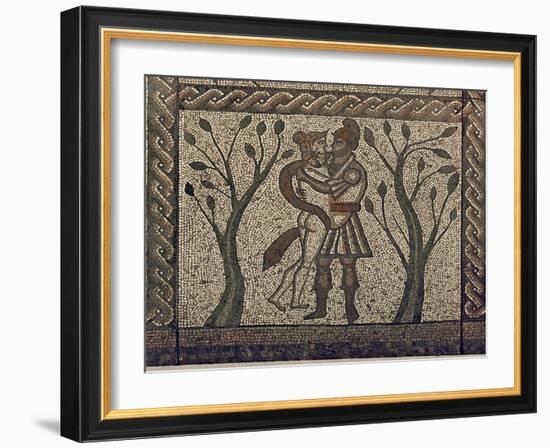 Dido and Aeneas Embracing, from the Mosaic Pavement in the Roman Villa at Low Ham, C.350 AD (Mosaic-Roman-Framed Giclee Print