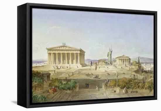 Die Akropolis Von Athen Zur Zeit des Perikles 444 V.Chr, 1851-Ludwig Lange-Framed Premier Image Canvas