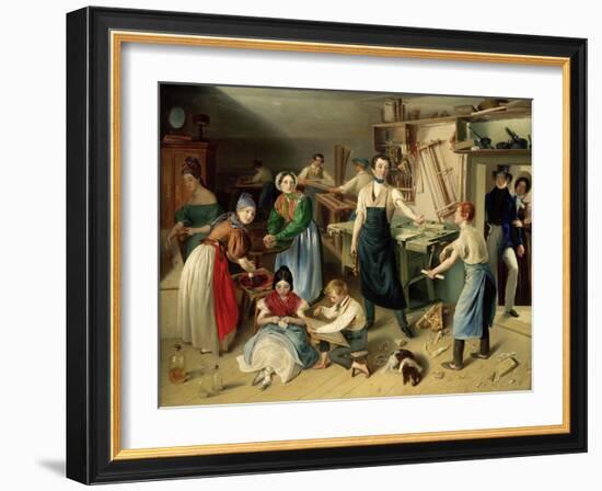 Die Fleißige Tischlerfamilie (The Diligent Carpenter Family)-Johann Baptist Reiter-Framed Giclee Print