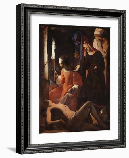 Die Hl, Irene Pflegt Den Hl, Sebastian-Georges de La Tour-Framed Giclee Print