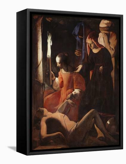 Die Hl, Irene Pflegt Den Hl, Sebastian-Georges de La Tour-Framed Premier Image Canvas