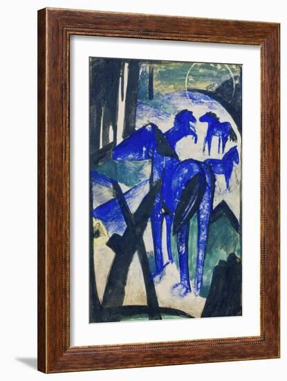 Die Mutterstute Der Blauen Pferde I., 1913. Postkarte an Else Lasker-Schueler-Franz Marc-Framed Giclee Print