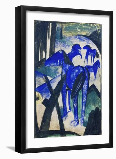 Die Mutterstute Der Blauen Pferde I., 1913. Postkarte an Else Lasker-Schueler-Franz Marc-Framed Giclee Print