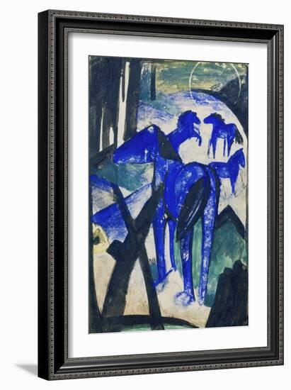 Die Mutterstute Der Blauen Pferde I., 1913. Postkarte an Else Lasker-Schueler-Franz Marc-Framed Giclee Print