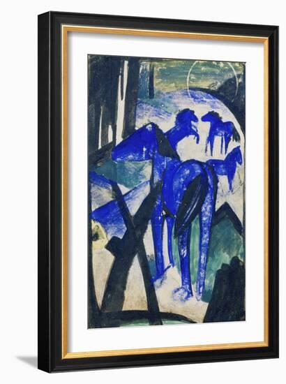 Die Mutterstute Der Blauen Pferde I., 1913. Postkarte an Else Lasker-Schueler-Franz Marc-Framed Giclee Print