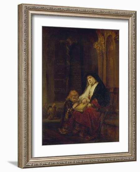 Die Prophetin Hannah Im Tempel, Samuels Gebet Abhoerend, 16(50)-Rembrandt van Rijn-Framed Giclee Print