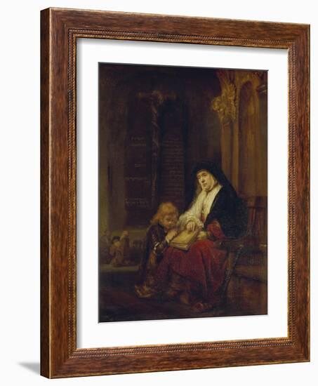 Die Prophetin Hannah Im Tempel, Samuels Gebet Abhoerend, 16(50)-Rembrandt van Rijn-Framed Giclee Print