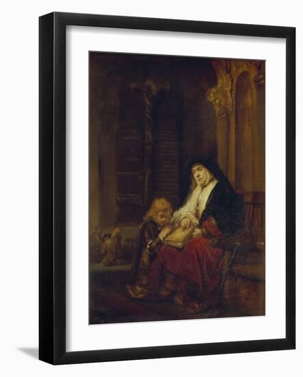 Die Prophetin Hannah Im Tempel, Samuels Gebet Abhoerend, 16(50)-Rembrandt van Rijn-Framed Giclee Print