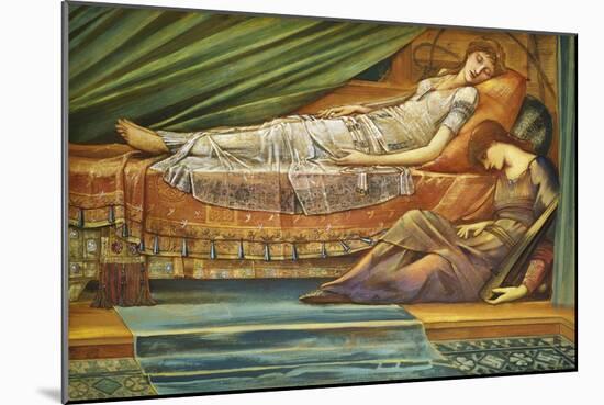 Die schlafende Prinzessin (The Sleeping Princess). Um 1886-88-Edward Burne-Jones-Mounted Giclee Print