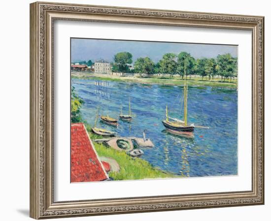 Die Seine bei Argenteuil, Boote vor Anker. La Seine a Argenteuil, bateaux au mouillage. 1883-Gustave Caillebotte-Framed Giclee Print