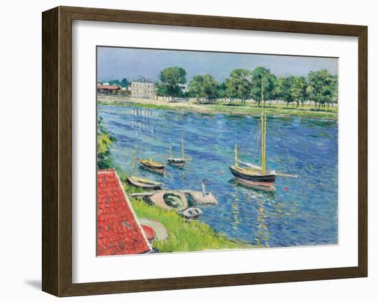 Die Seine bei Argenteuil, Boote vor Anker. La Seine a Argenteuil, bateaux au mouillage. 1883-Gustave Caillebotte-Framed Giclee Print