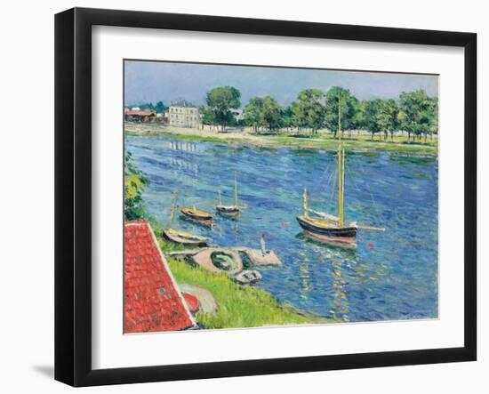 Die Seine bei Argenteuil, Boote vor Anker. La Seine a Argenteuil, bateaux au mouillage. 1883-Gustave Caillebotte-Framed Giclee Print