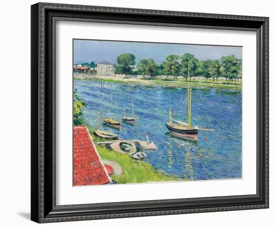 Die Seine bei Argenteuil, Boote vor Anker. La Seine a Argenteuil, bateaux au mouillage. 1883-Gustave Caillebotte-Framed Giclee Print