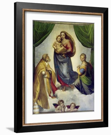 Die Sixtinische Madonna. 1512 - 1513-Raphael (Raffaello Sanzio)-Framed Giclee Print