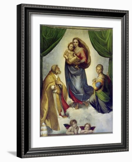 Die Sixtinische Madonna. 1512 - 1513-Raphael (Raffaello Sanzio)-Framed Giclee Print