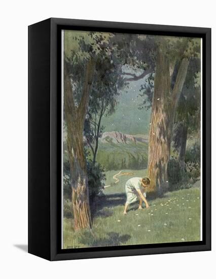 "Die Sternthaler," The Child Gathers up the Star Money Fallen from the Sky-Paul Hey-Framed Premier Image Canvas