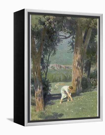 "Die Sternthaler," The Child Gathers up the Star Money Fallen from the Sky-Paul Hey-Framed Premier Image Canvas