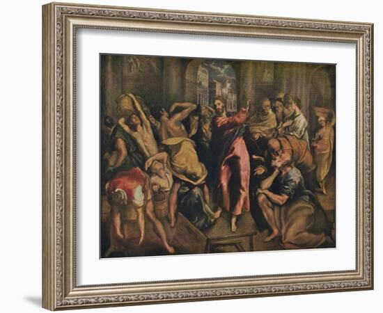 'Die Tempelreinigung', (Christ Cleansing the Temple), c1570, (1938)-El Greco-Framed Giclee Print