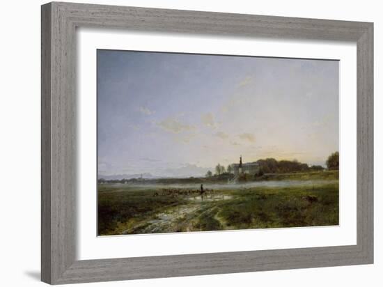 Die Theresienwiese Mit Der Bavaria in Abendstimmung, 1882-Adolf Heinrich Lier-Framed Giclee Print